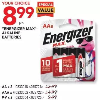 RONA Energizer max alkaline batteries offer
