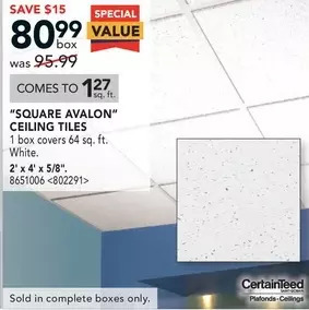 RONA Certainteed "square avalon" ceiling tiles offer
