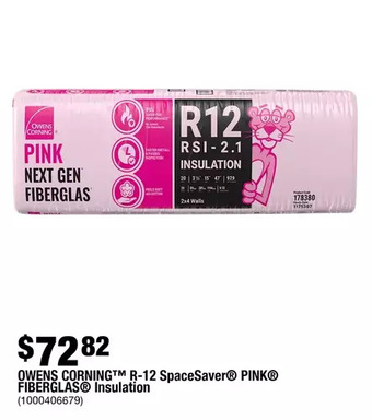 Home Depot Owens corning r-12 spacesaver pink fiberglas insulation offer