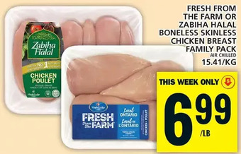 Food Basics Fresh from the farm or zabiha halal boneless skinless chicken breast offer