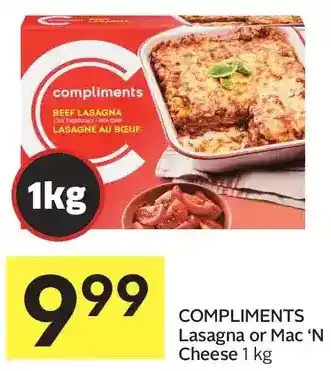 Foodland Compliments lasagna or mac 'n cheese offer