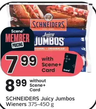 Foodland Schneiders juicy jumbos wieners offer