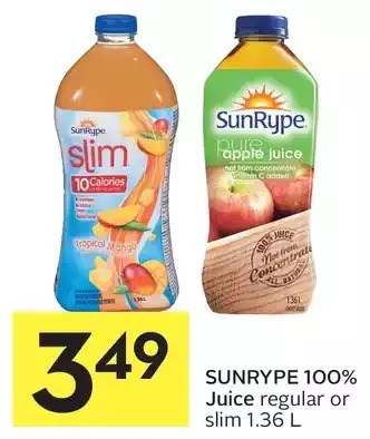 Foodland Sunrype 100% juice offer