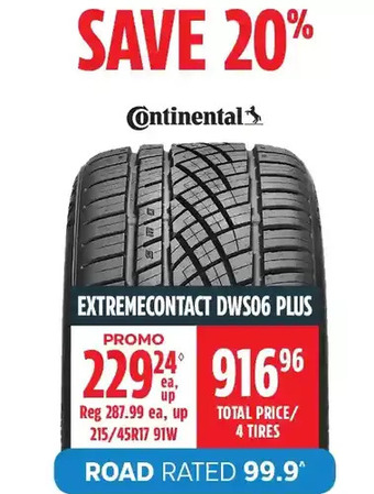 Canadian Tire Continental extremecontact dws06 plus tires offer