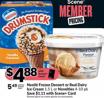 FreshCo Nestlé frozen dessert or real dairy ice cream or novelties offer