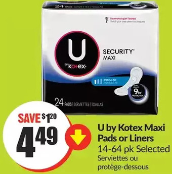 FreshCo U by kotex maxi pads or liners offer