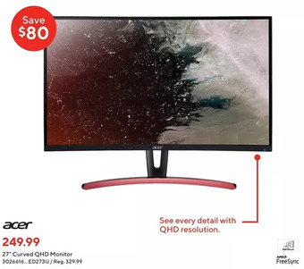 Staples Acer 27" curved qhd monitor offer