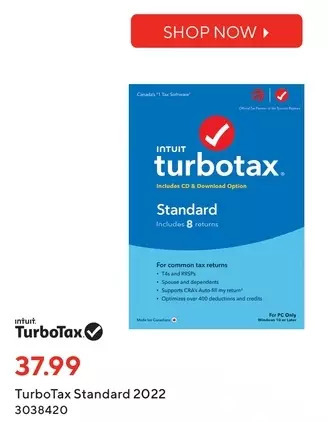 Staples Turbotax standard 2022 offer