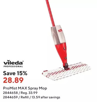 Staples Vileda promist max spray mop offer