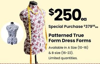Fabricland Patterned true form dress forms offer