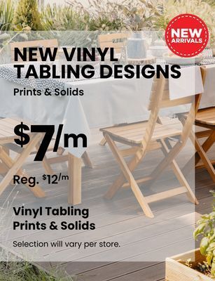 Fabricland Vinyl tabling prints & solids offer