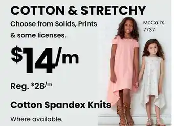 Fabricland Cotton spandex knits offer