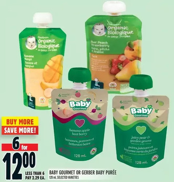 Metro Baby gourmet or gerber baby purée offer