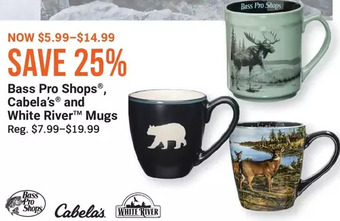 Bass Pro Bass pro shops, cabela's and white river mugs offer