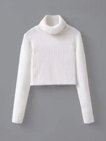 SheIn Girls turtleneck ribbed knit sweater offer