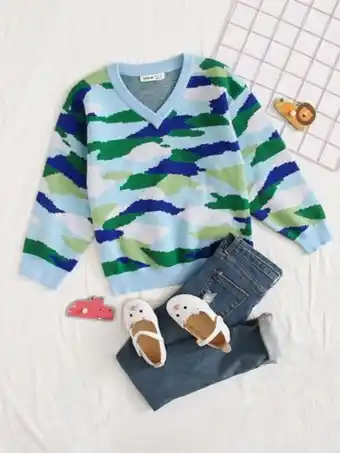 SheIn Shein boys drop shoulder camo sweater offer
