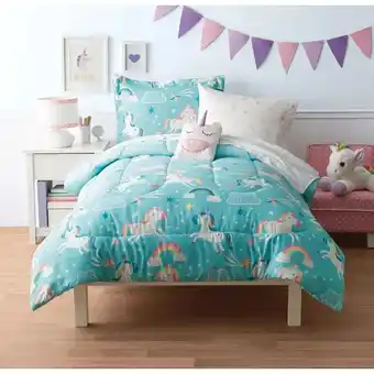 Walmart Mainstays kids unicorn sky bed in a bag twin | double offer