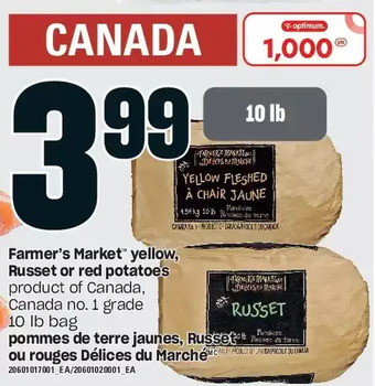Independent Grocer Farmer's market yellow, russet or red potatoes offer