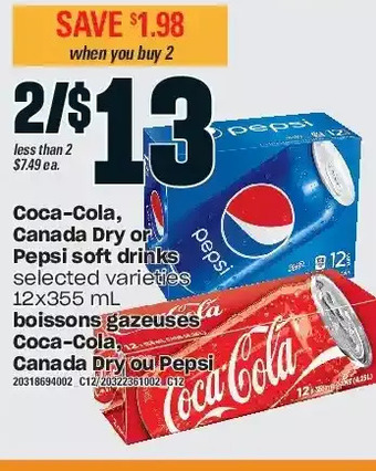 Independent Grocer Coca-cola canada dry or pepsi soft drinks offer