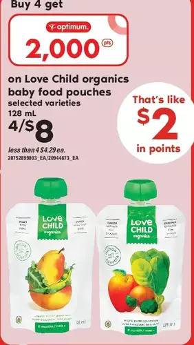 Loblaws Love child organics baby food pouches offer