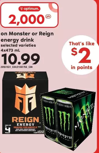 Loblaws Monster or reign energy drink offer