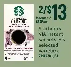 Independent Grocer Starbucks via instant sachets offer
