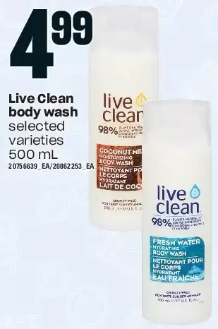 Loblaws Live clean body wash offer