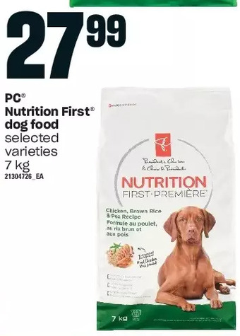 Loblaws Pc nutrition first dog food offer