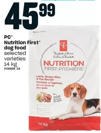 Loblaws Pc nutrition first dog food offer