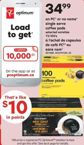 Independent Grocer Pc or no name single serve coffee pods offer