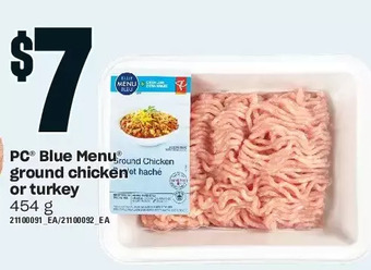 Loblaws Pc blue menu ground chicken or turkey offer