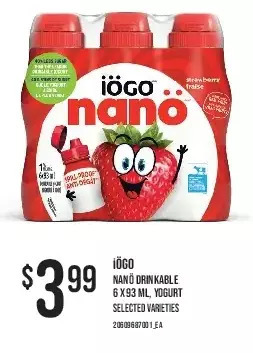 Loblaws Iogo nano drinkable yogurt offer