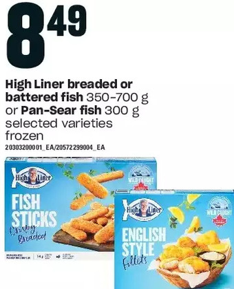 Loblaws High liner breaded or battered fish or pan-sear fish offer