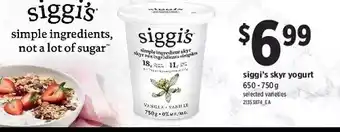 Zehrs Markets Siggi's skyr yogurt offer