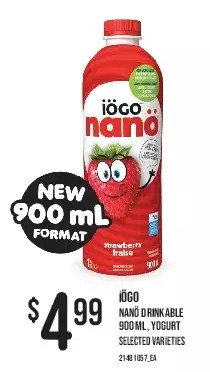 Zehrs Markets Iogo nano drinkable yogurt offer