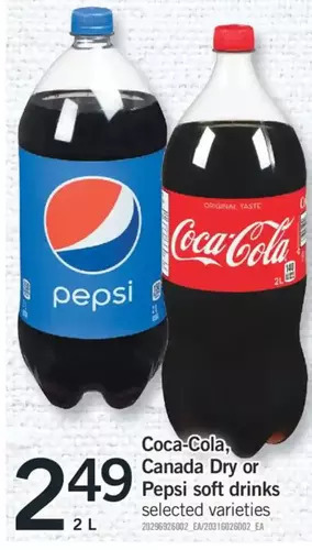 Fortinos Coca-cola, canada dry or pepsi soft drinks offer