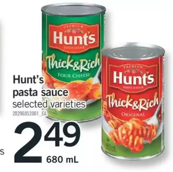 Fortinos Hunt's pasta sauce offer