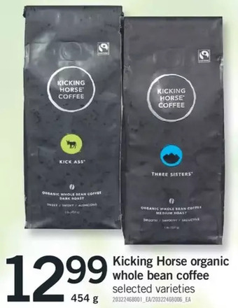 Fortinos Kicking horse organic whole bean coffee offer
