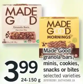 Fortinos Made good granola bars, minis, cookies, snacks or bites offer