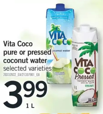 Fortinos Vita coco pure or pressed coconut water offer