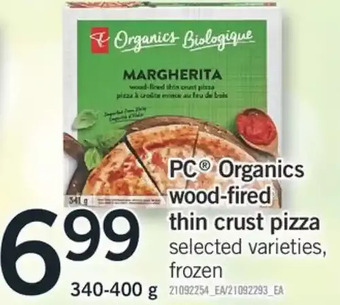 Fortinos Pc organics wood-fired thin crust pizza offer