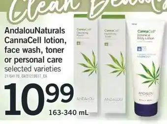 Fortinos Andalounaturals cannacell lotion, face wash, toner or personal care offer