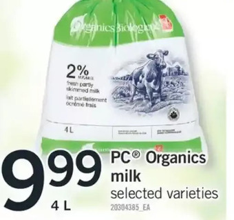 Fortinos Pc organics milk offer
