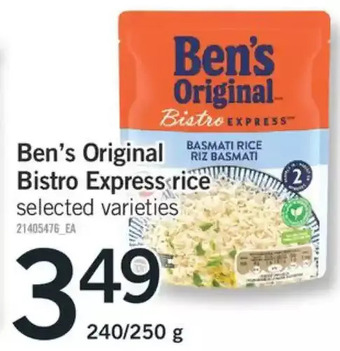 Fortinos Ben's original bistro express rice offer