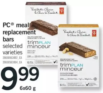 Fortinos Pc meal replacement bars offer
