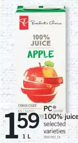 Fortinos Pc 100% juice offer