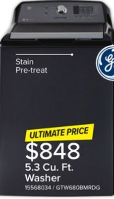 Leon's Ge diamond grey top-load washer (5.3 cu. ft.) - gtw680bmrdg offer