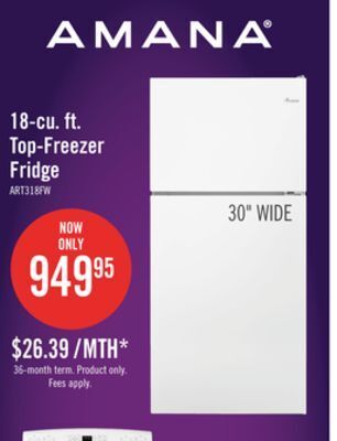 The Brick Amana 18 cu. ft. top-freezer refrigerator art318ffdw offer