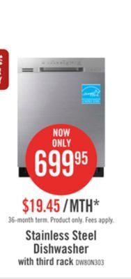 The Brick Samsung dishwasher with third rack dw80n3030us/aa offer