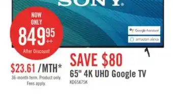 The Brick Sony bravia 65" x75k 4k hdr smart tv - 2y4369 offer
